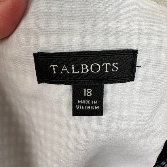 Talbots Blouse Top Sleeveless Gingham Check Plaid Peplum Size 18 Nautical - Picture 8 of 10